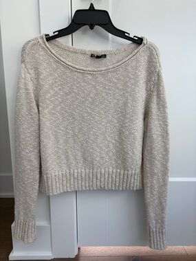 James Perse Neutral Oatmeal Scoop Neck Pullover